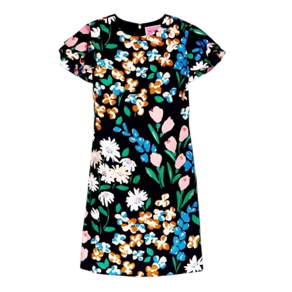 Kate Spade Silk Twill Meadow Floral Sheath Mini Dress In Black Multicolor Size 4 - Picture 3 of 16